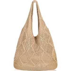 Women Yellowish-brown Shoulder Shopping Handbag Casual Travel Tote Fold Able Bag